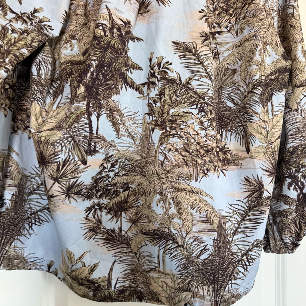 Marc Cain made in Europe tropical vacation botanical palm tree blouse cotton - Picture 11 of 15